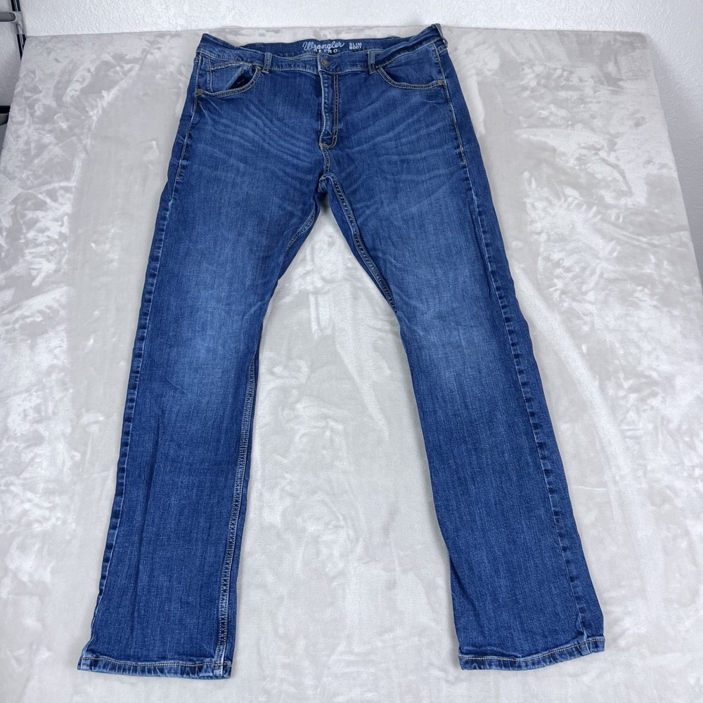 Wrangler Retro Slim Boot Cut Jeans Mens 38x34 Blue Denim Western Cowboy Rodeo
